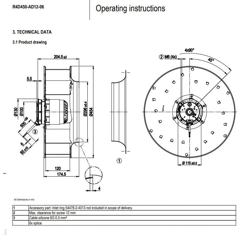 Ebmpapst R4D450-AD12-06 Centrifugal Fan 400VAC 650W ??450mm Inverter Cooling Fan