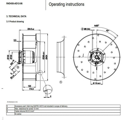 Ebmpapst R4D450-AD12-06 Centrifugal Fan 400VAC 650W ??450mm Inverter Cooling Fan