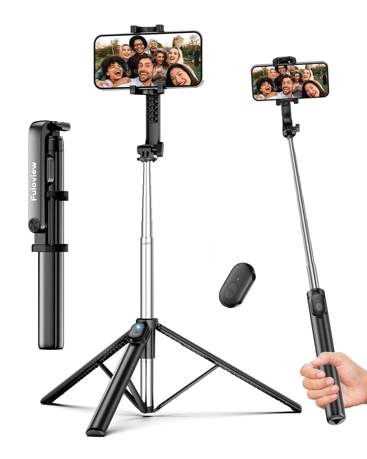 Fuloview 67” Selfie Stick Tripod for iPhone, Lightweight Travel Phone Black