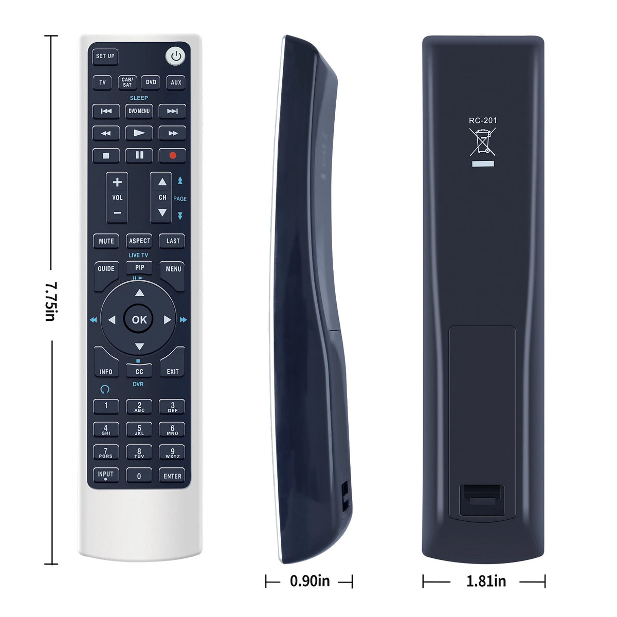 RC-201 Remote Control For Polaroid LCD TV TLA-04011C FLM-4034B FLM-4234BH