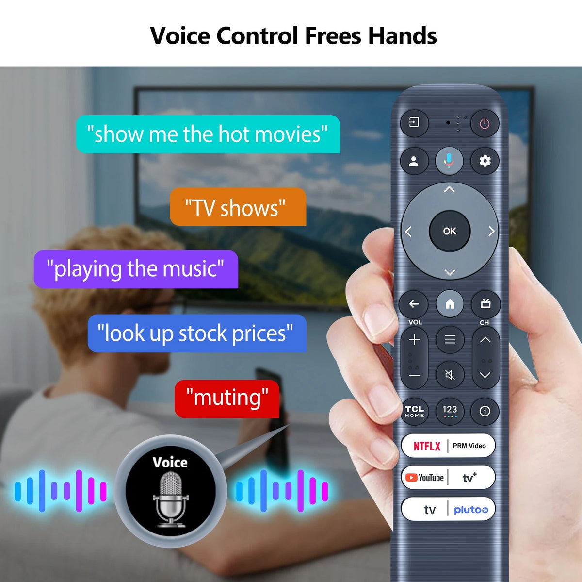 Voice Remote Control For TCL TV 40S350G 55Q650G 85S450G 75QM850G 32S350G