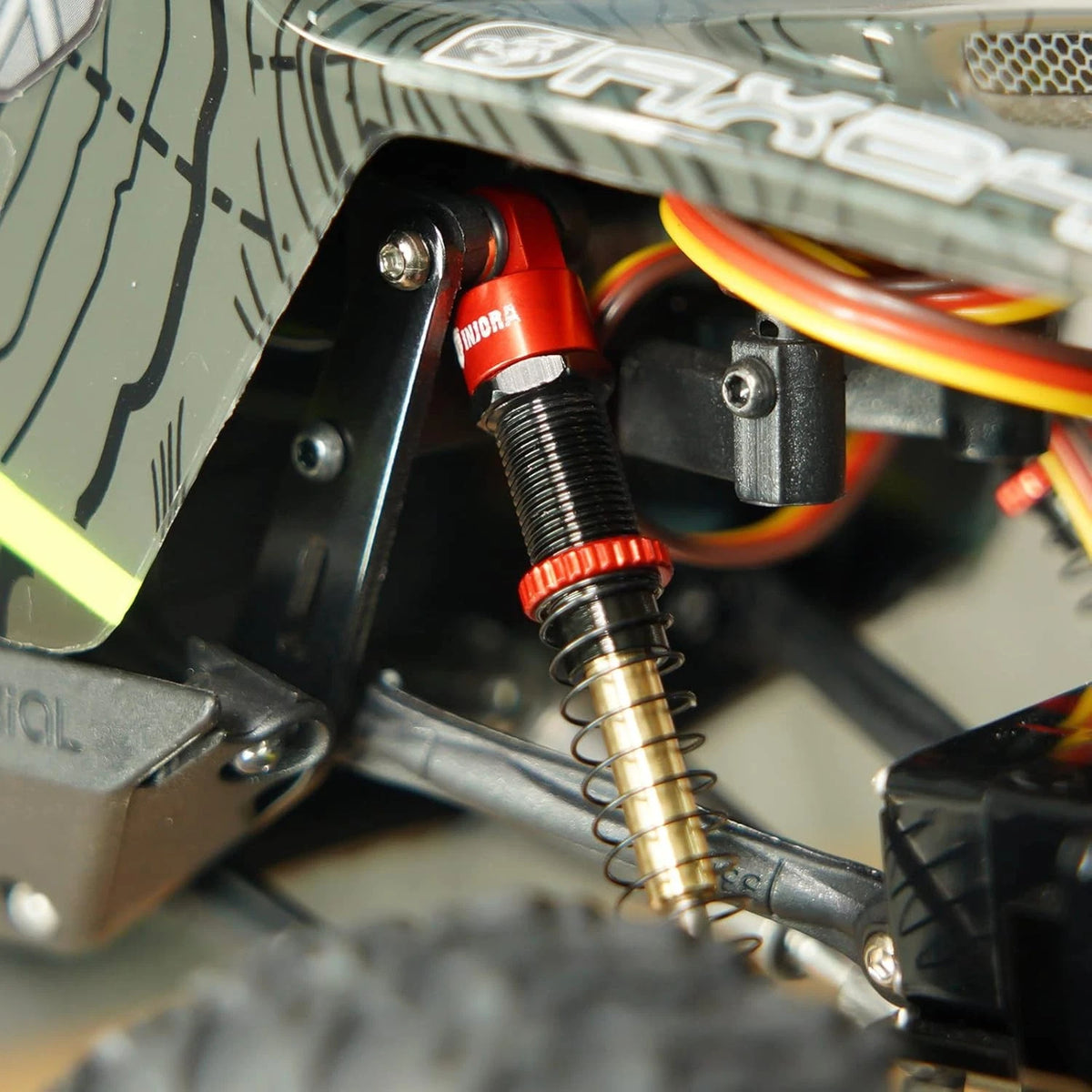 INJORA 51mm Shocks-Long Travel Threaded Double Barrel Damper for Axial Red