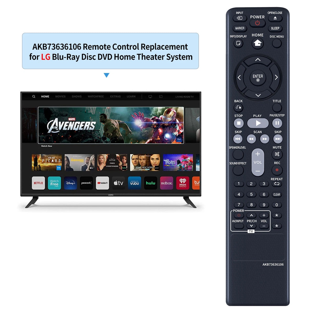 AKB73636106 Remote Control For LG DVD Home Theater DH4130S S43S3-S/W S43S3-S
