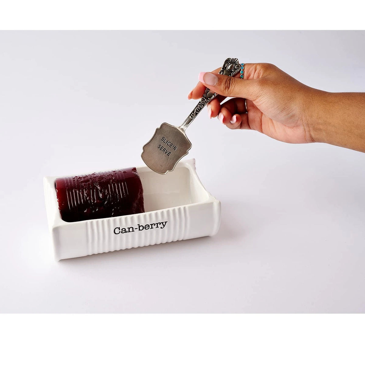 Mud Pie Can-Berry Ceramic Cranberry Serving Dish and Spatula One Size, White