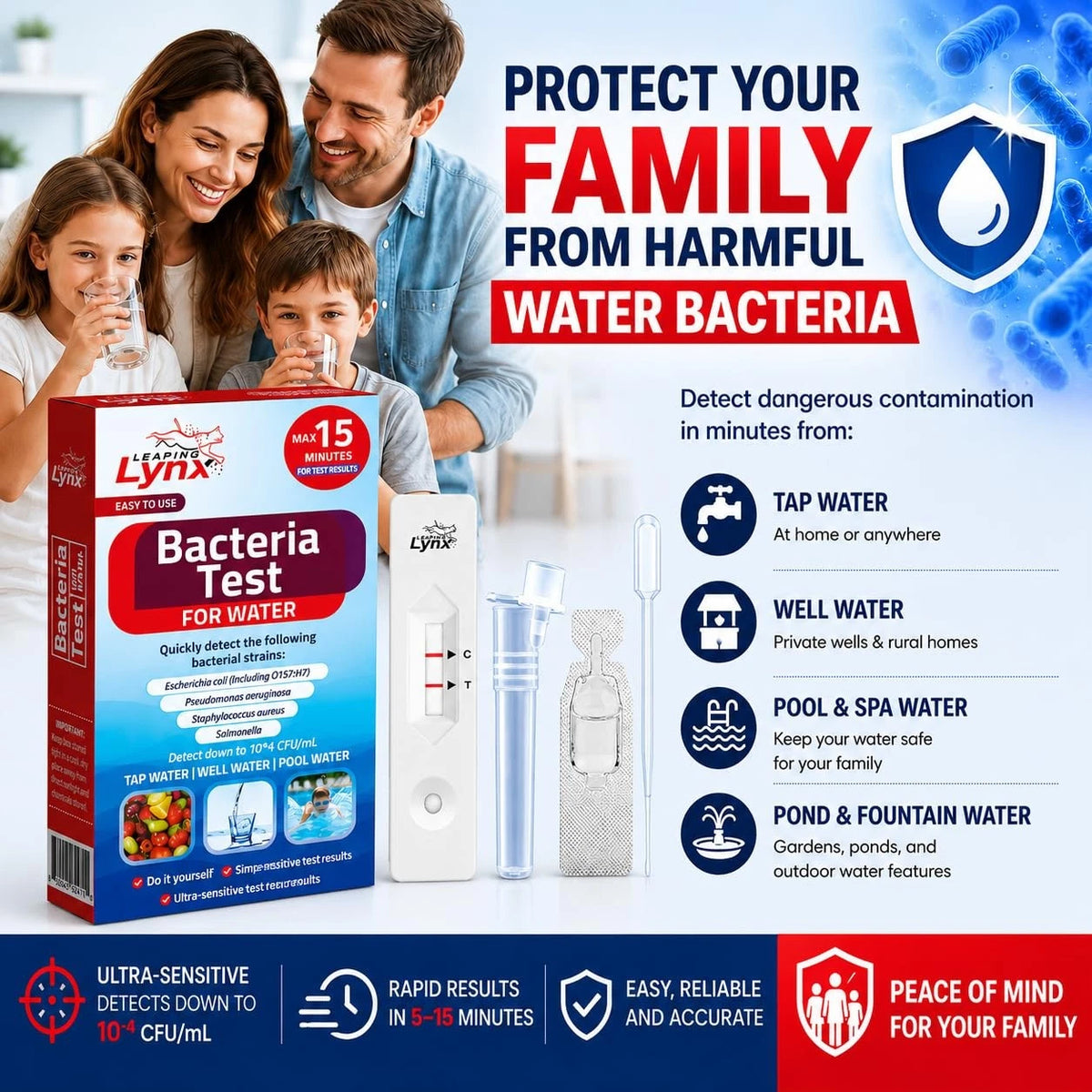 Bacteria Water Test Kit – Coliform, E. coli Detection for Well & Tap |...