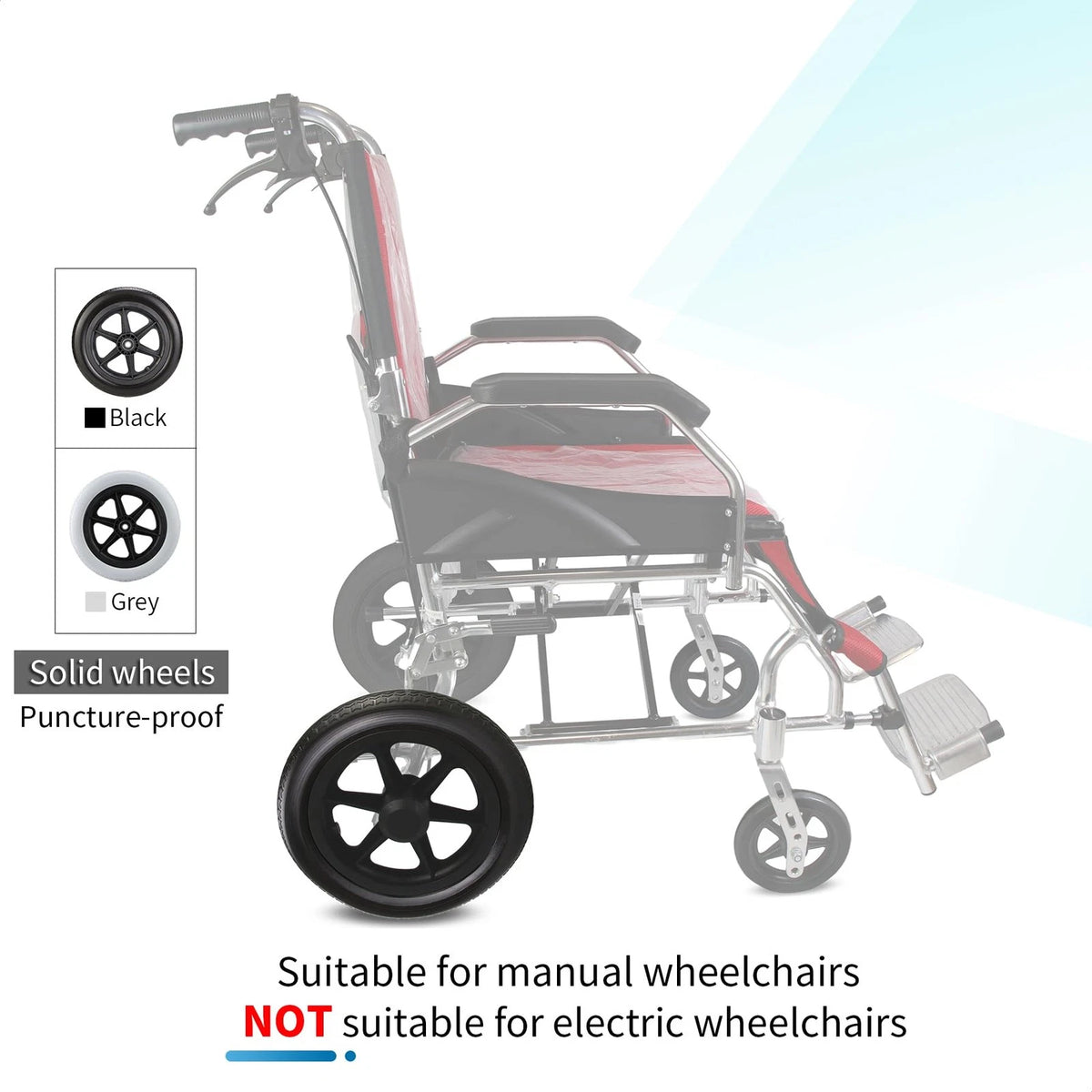 Wiykkur 12 Inch Wheelchair Wheels Replacement (1 12 1/2 x 2 1/4" Black, Black