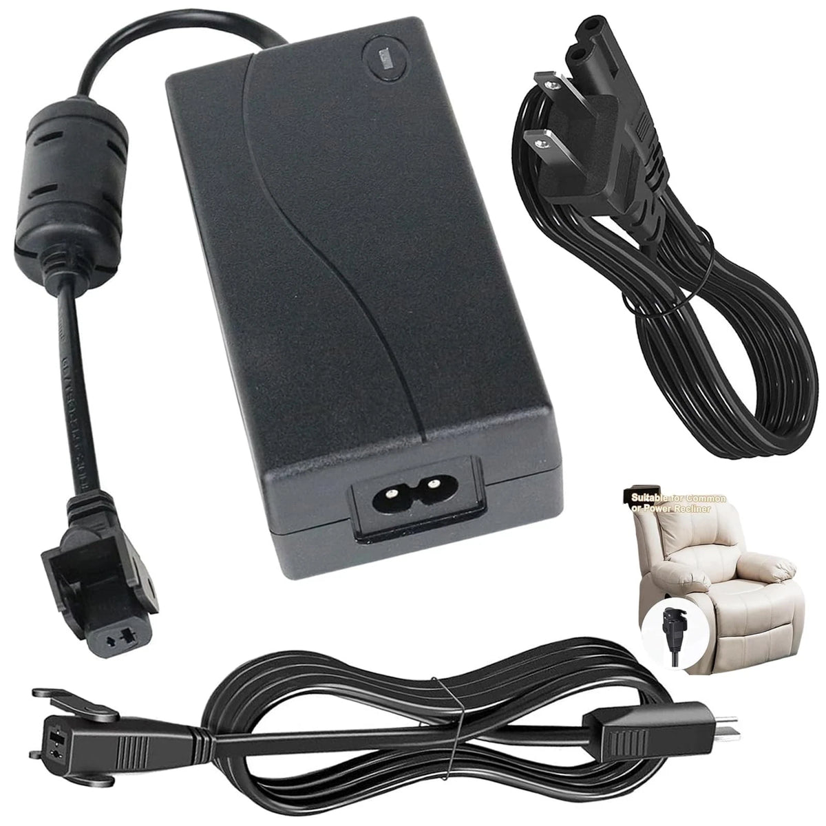 Universal Power Cord for Recliner, 29V 2A Recliner AC/DC black
