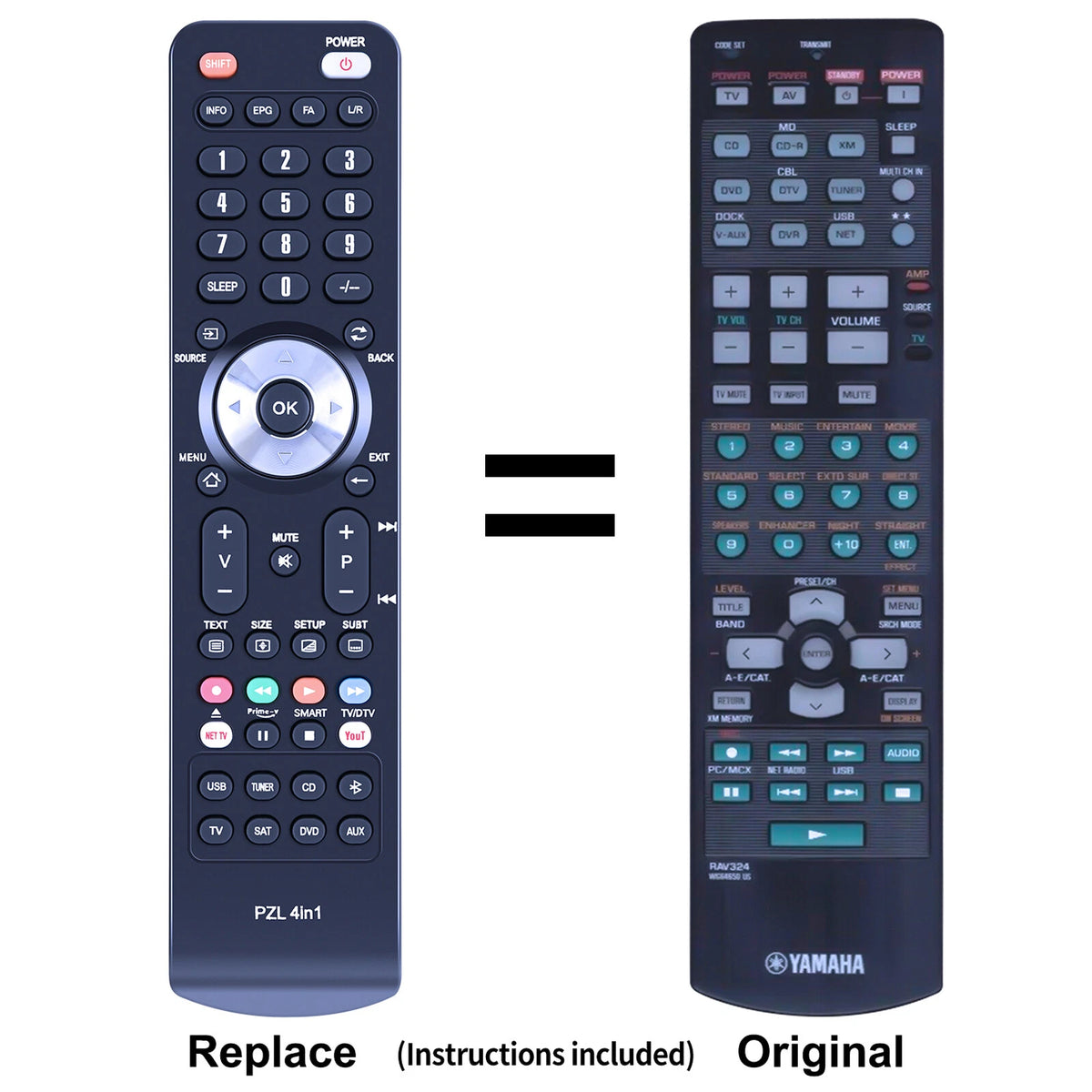 RAV324 WG64650 US Replacement Remote Control For Yamaha HTR-N5060 RX-N600