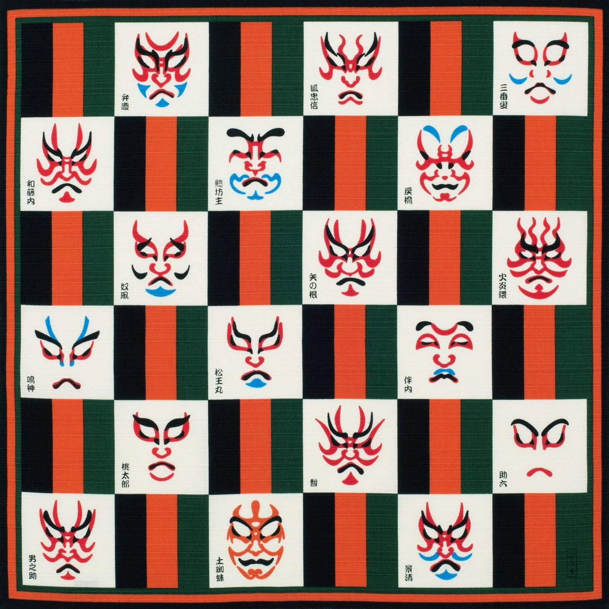 Furoshiki Wrapping Cloth Japanese Traditional Fabric Kabuki Small Red, Black