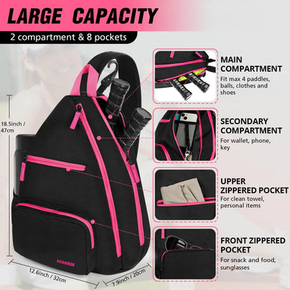 AEROBIX Pink Pickleball Bag for Women & Men, Pickle Carry-On 20-Inch, PINK