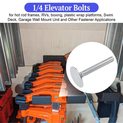 1/4-20 x 2 Elevator Bolts, Zinc Plated Flat Head X 2 Inch, Silver