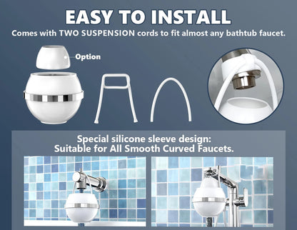 Bath Water Filter for Tub Faucet with 4.5 x x 3.5 inches, White