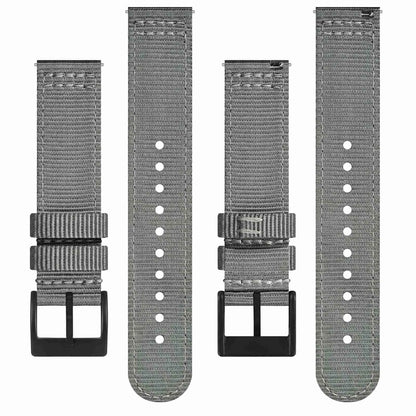 BISONSTRAP Men’s Nylon Watch Bands, Two-Piece 20mm, Grey (Black Buckle)