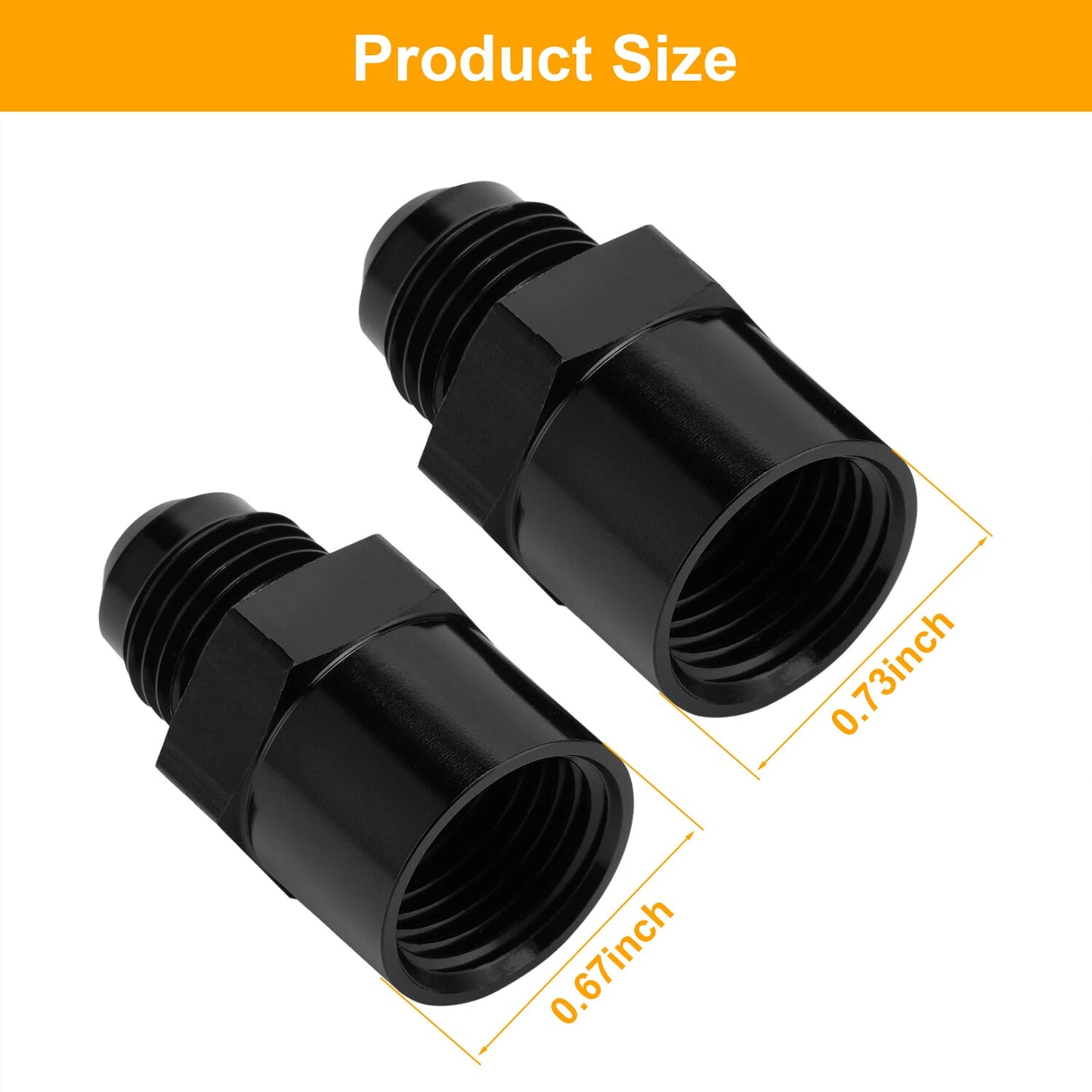 6AN Adapter Fitting Set For GM TBI Style(metric O-ring) Fuel Sending Units Black