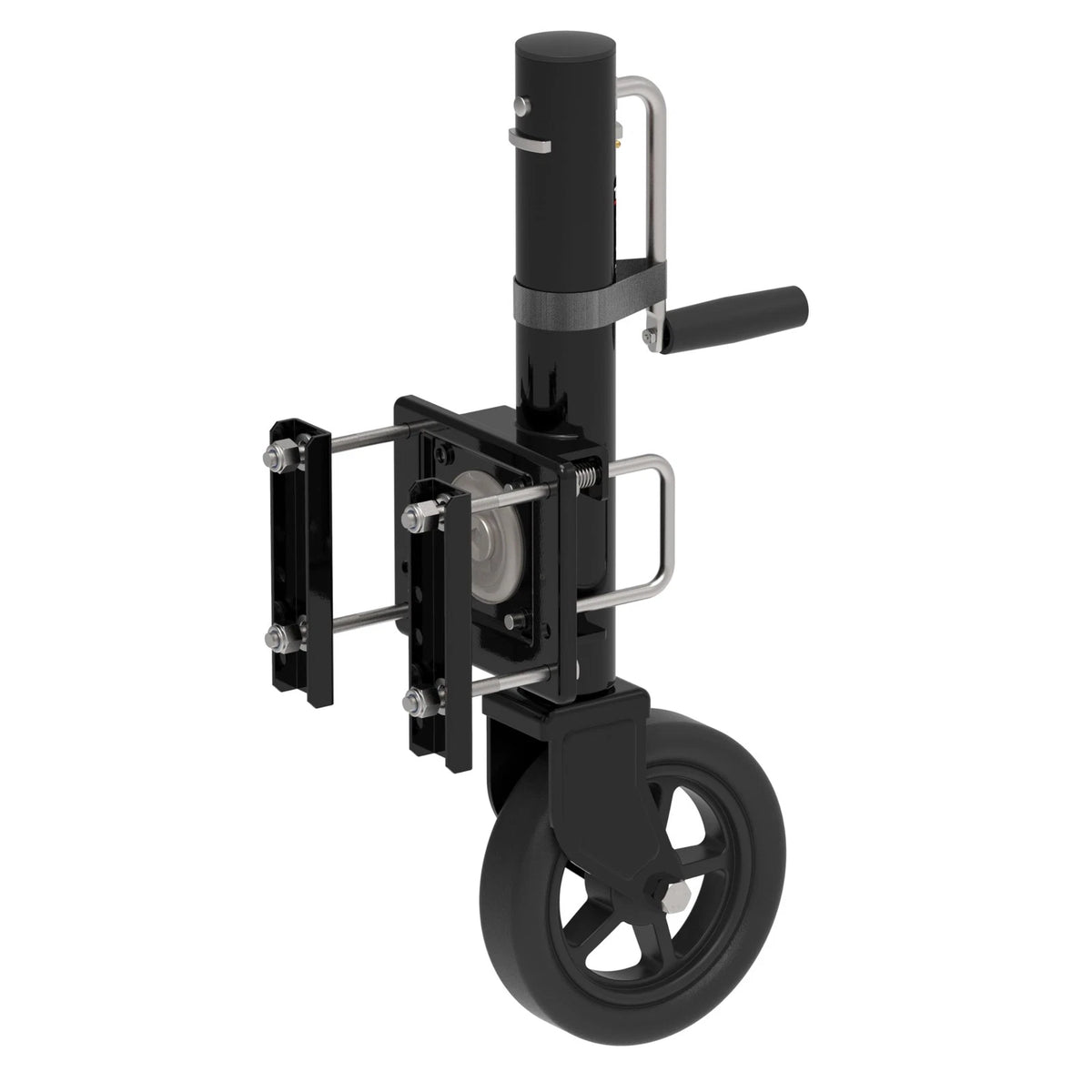 TOWKING 8" Spoke Wheel Trailer Jack, 10" Vertical Movement, 1,500 LBs, Black
