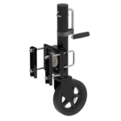 TOWKING 8" Spoke Wheel Trailer Jack, 10" Vertical Movement, 1,500 LBs, Black