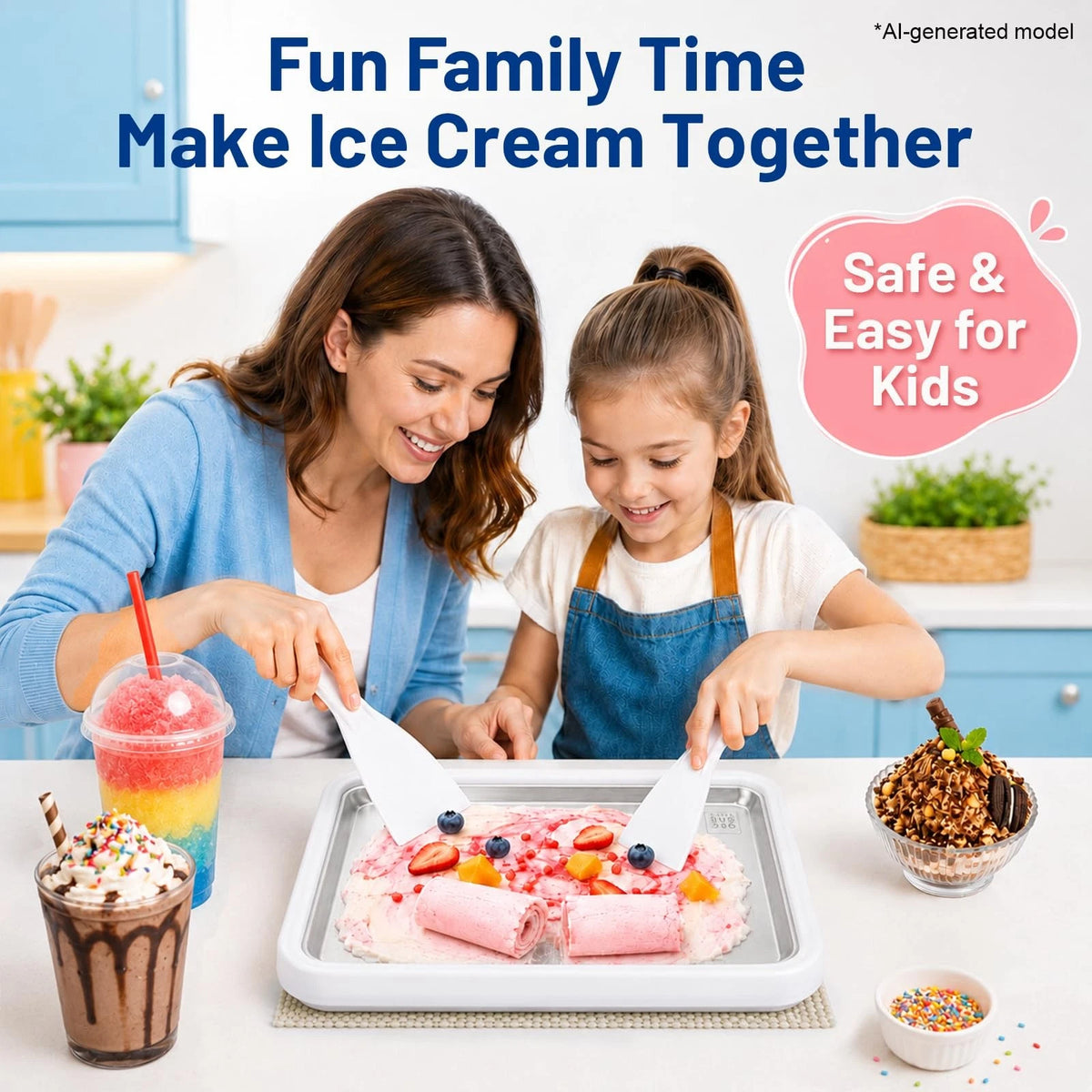 Bestery Rolled Ice Cream Maker, Premium Food Grade 316 10.2×8.3 inches, White