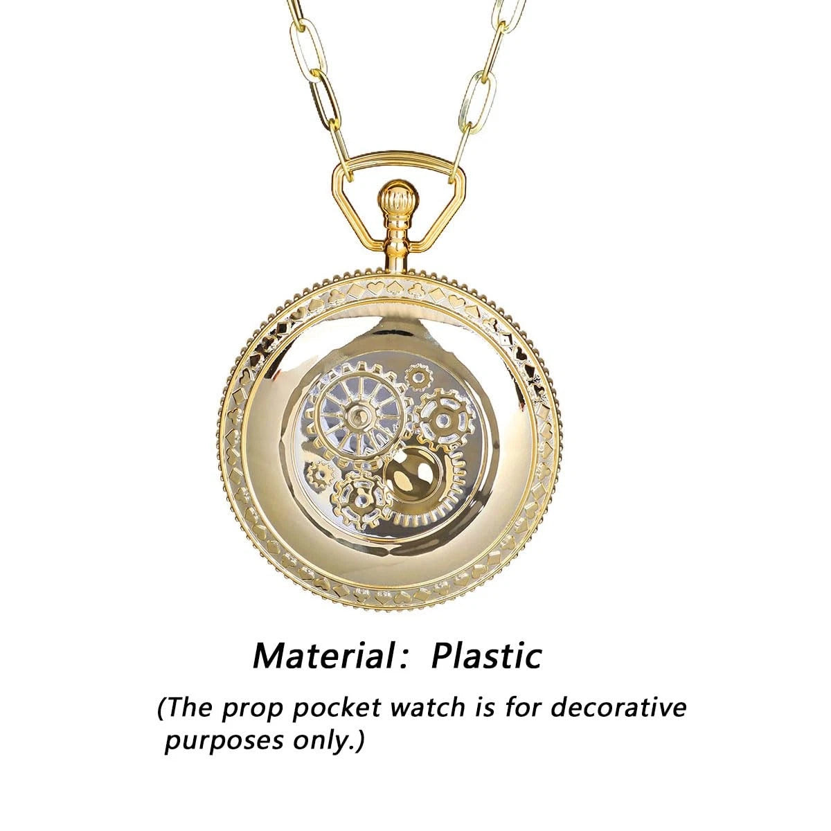 Honcloud 3.7 Inches Diameter Gold Prop Pocket Watch for Red Halloween