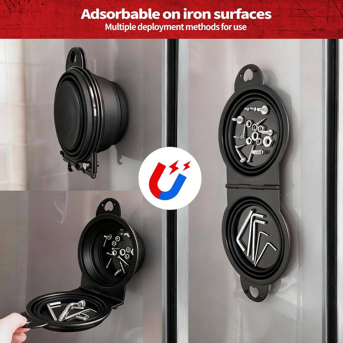 Collapsible Magnetic Parts Tray Set,  Upgraded Version Trays,...