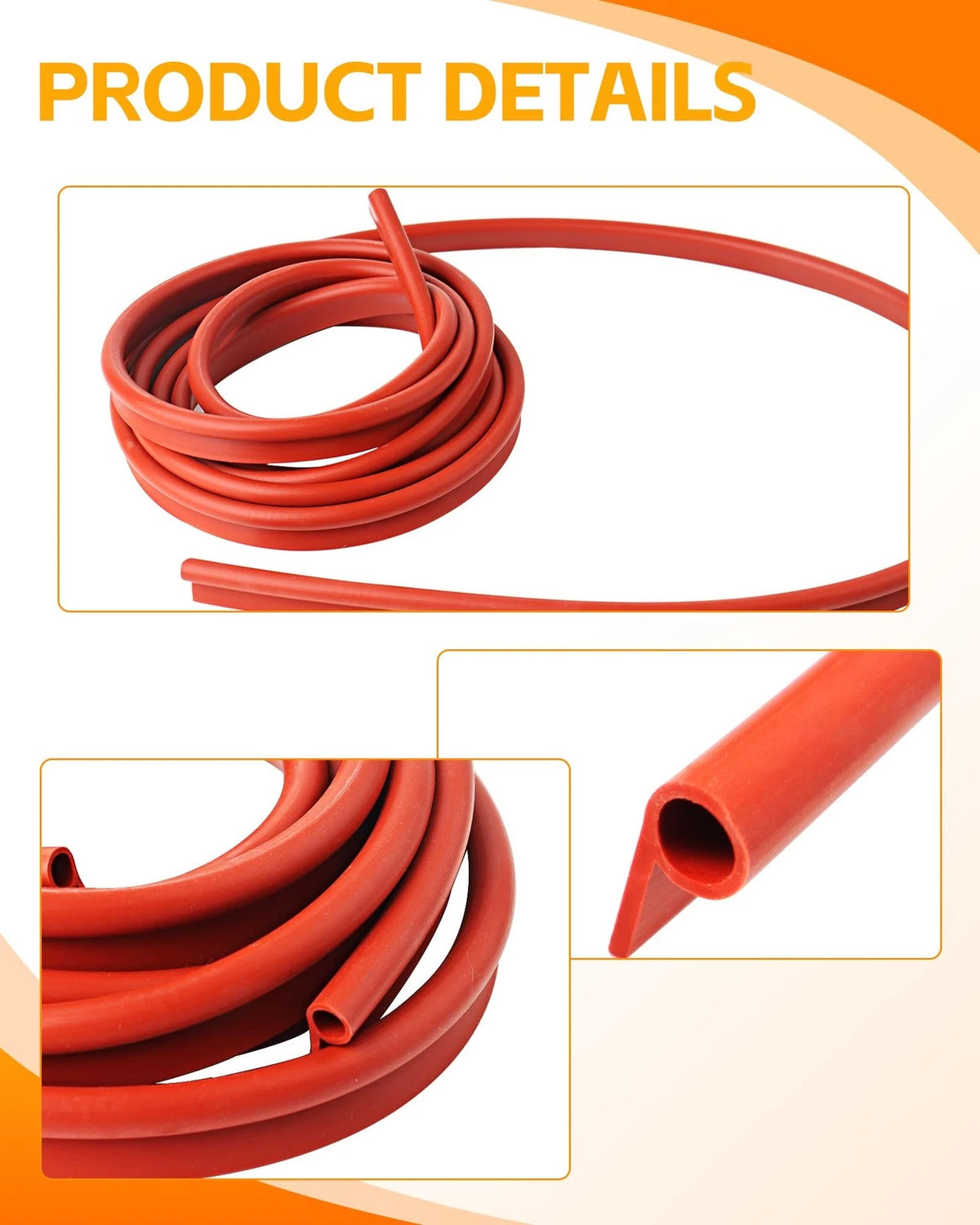 Zorqon 13ft Silicone P-Gasket Seal, High-Temp Gasket Seal Replacement for red