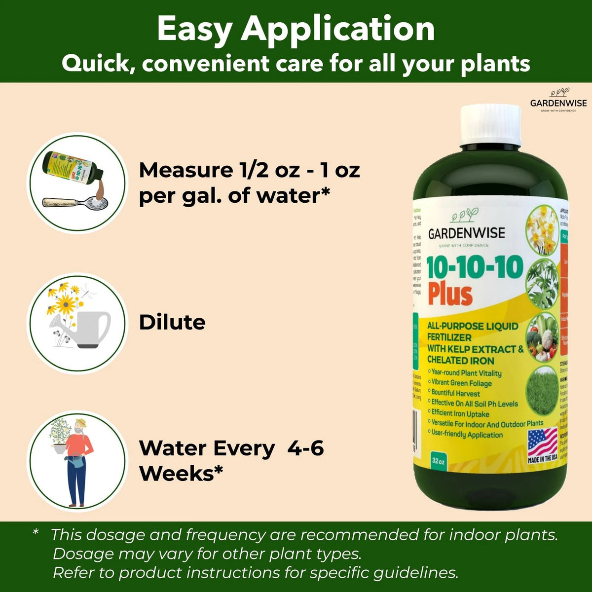 GARDENWISE 10-10-10 All Purpose Plant Food - 8 OZ, Liquid Fertilizer