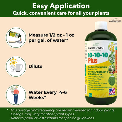 GARDENWISE 10-10-10 All Purpose Plant Food - 8 OZ, Liquid Fertilizer