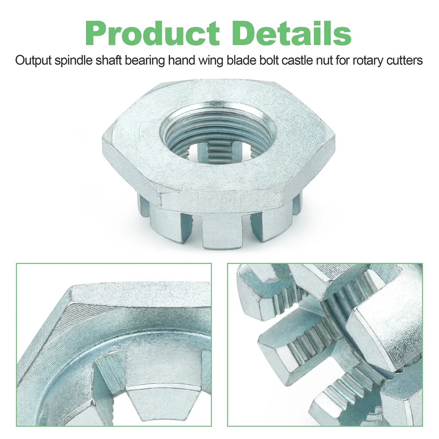 Spindle Castle Nut 70076 For Bush Hog SQ Series Squealer Rotary Cutters