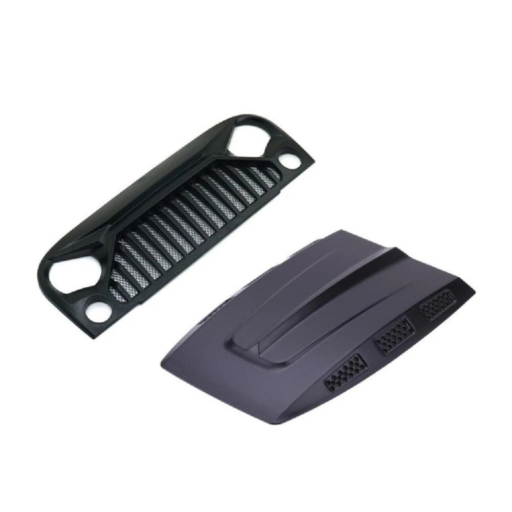 Plastic Hood& Front Air Inlet Grille Cover For Jeep Wrangler Rubicon 1:10RC Car