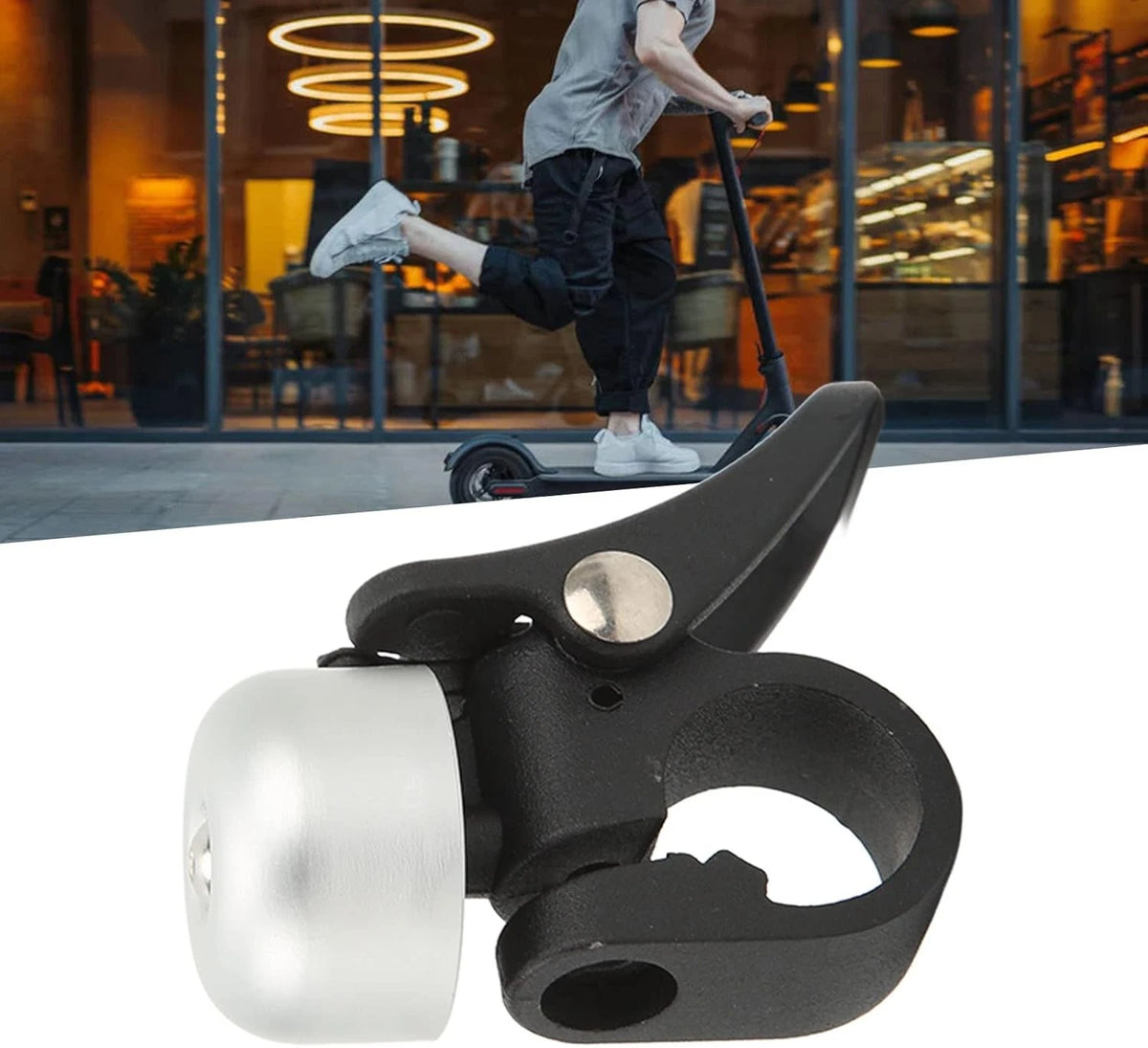 Dilwe Electric Scooter Bell, Aluminum Alloy Handlebar Horn Silver