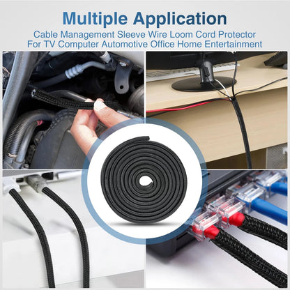 Nilight Cable Sleeve, 10ft-1/4inch Cord Management Sleeves, 1/4"-10ft, Black