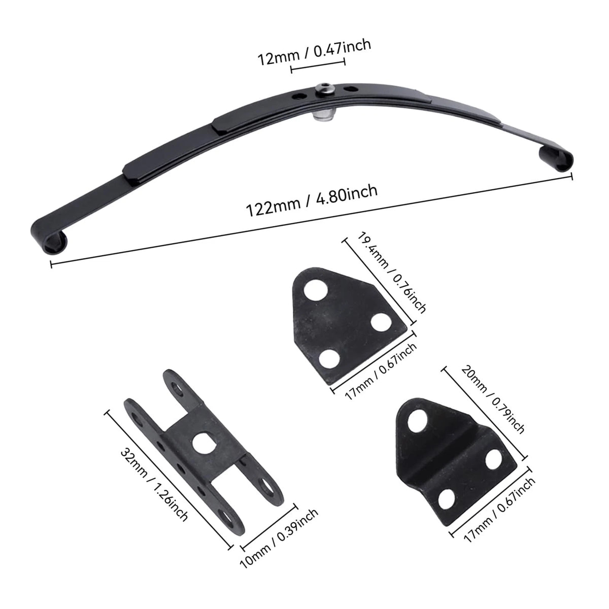 Hobbypark Stiff Leaf Spring Suspension Steel Bar Kit for 1/10 RC Rock Black