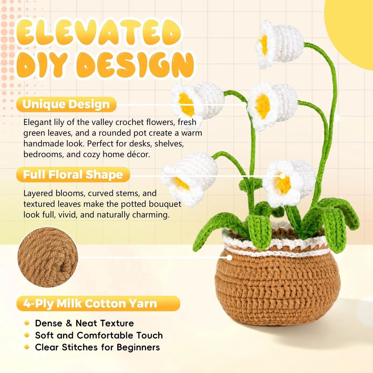 LUDOTEK Crochet Kit for Beginners,Bell Orchid Bell