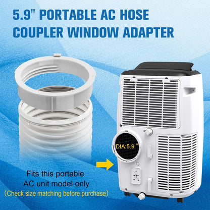 Portable AC Hose Kit with Adapter, Dia 5.9" / L 59" / Coupler AA06, White
