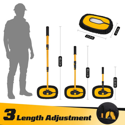Ordenado 15° Curved Car Wash Brush with Long Handle, 22.8", Black and Yellow
