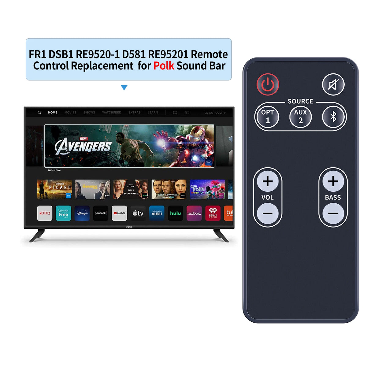 Remote Control For Polk Audio SoundBar Speaker FR1 DSB1 D581 RE95201 RE9520-1