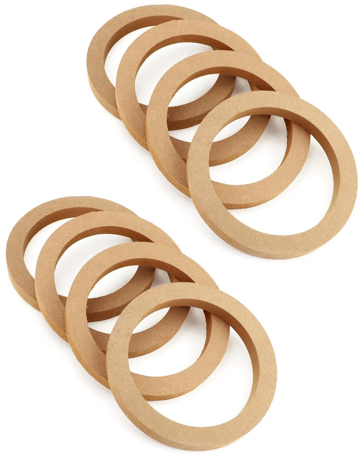 QWORK Wooden Speaker Spacer Rings, 8 Pcs 6.5" Car MDF Ring, 8 Pack
