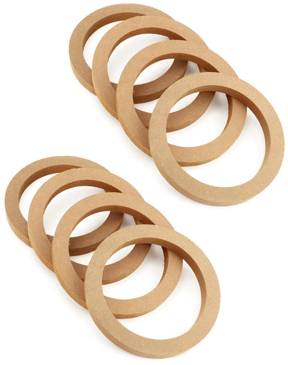 QWORK Wooden Speaker Spacer Rings, 8 Pcs 6.5" Car MDF Ring, 8 Pack