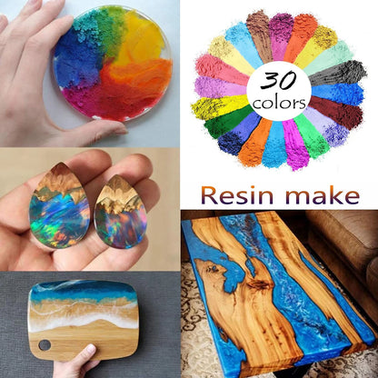 Mica Powder,30 Color Resin Pigment,Natural Cosmetic Grade 30 Bag, 30 Bag