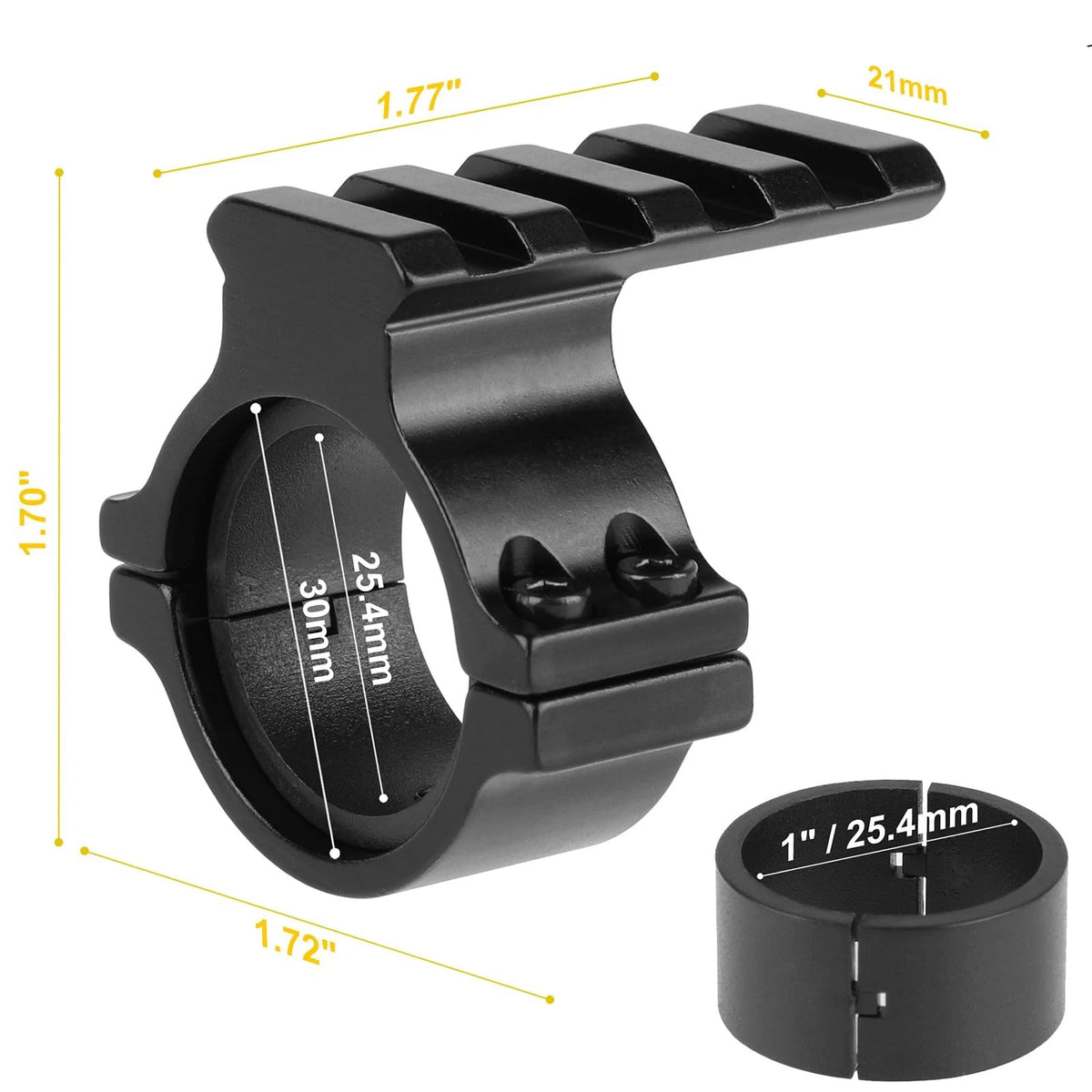 FENTUK 1"/25.4mm & 30mm Rifle Scope Ring Adaptor with Rail - Tactical Black
