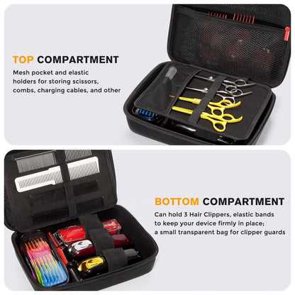 ProCase Hard Barber Accessories Case, Travel Bag for 3 Hair Clippers Black