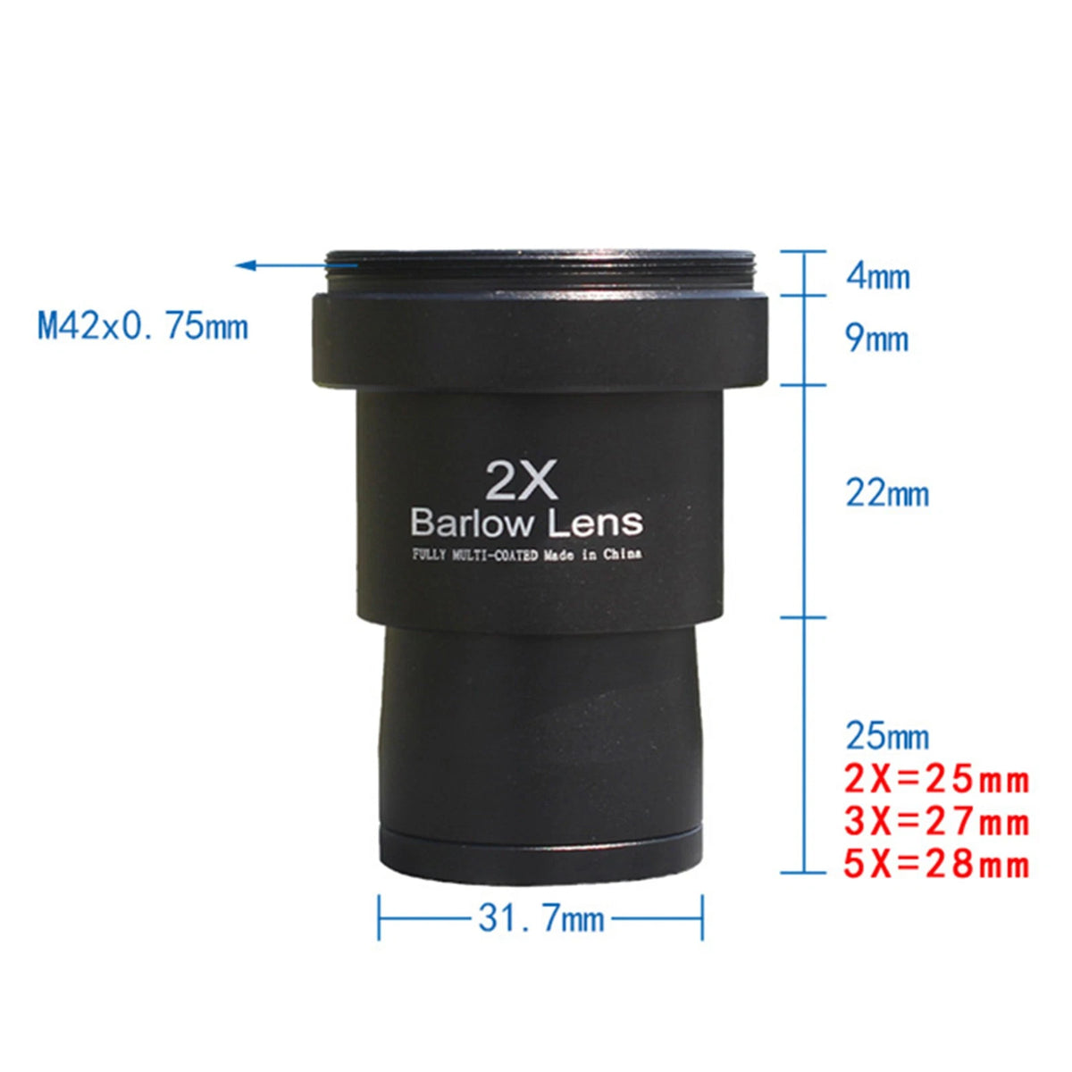 3Pcs/Set 1.25 inch Astronomical Telescope Barlow Lens 2X 3X 5X Eyepiece Lens;