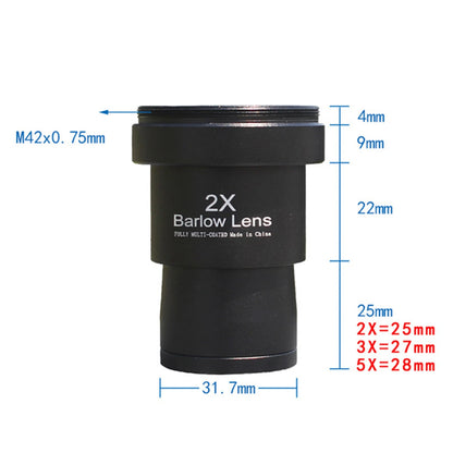 3Pcs/Set 1.25 inch Astronomical Telescope Barlow Lens 2X 3X 5X Eyepiece Lens;