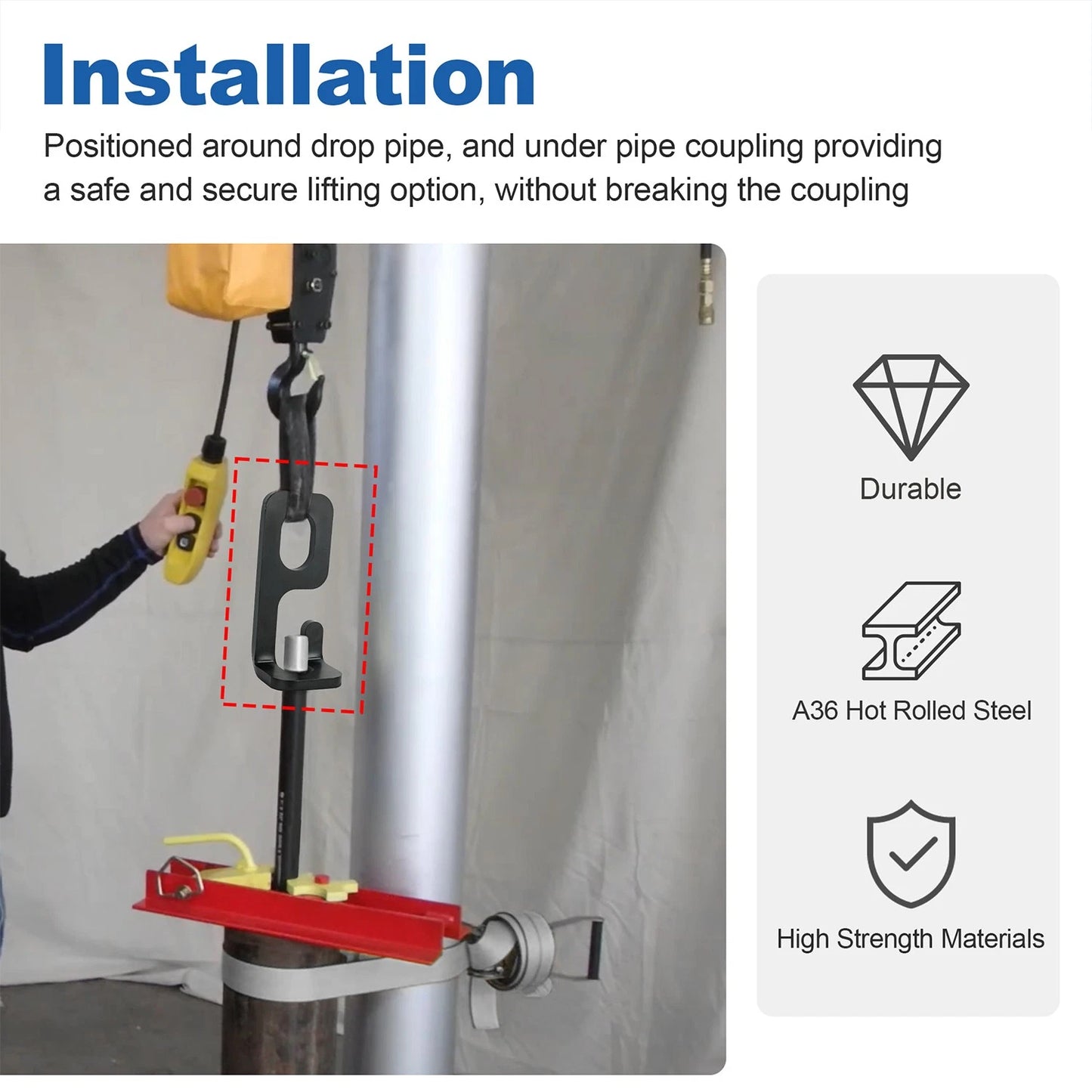 Heavy Duty Pipe Elevator Well Pump Installation Drop Pipes Puller