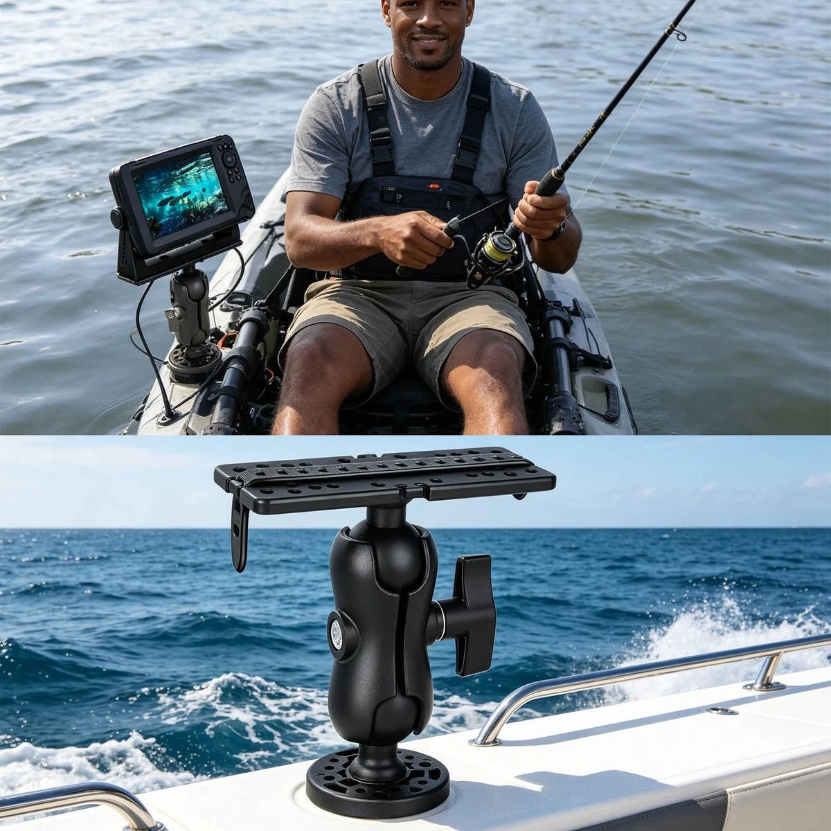 Corrosion Resistant Adjustable Fish Finder Mount 360° Fits for Humminbird Boat