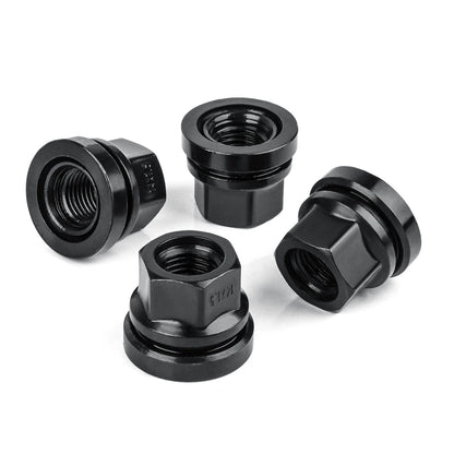 32PCS Black Wheel Lug Nuts 14x1.5 Flat Washer Fit Ford F250 F350 2003-2023