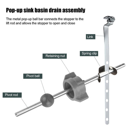 2pcs Sink Drain Parts, Lavatory Pop Up Stopper Assembly Medium, Grey,grey
