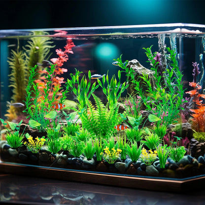 Ameliade Aquarium Artificial Green Plastic Plants Decorations 26 Tall,