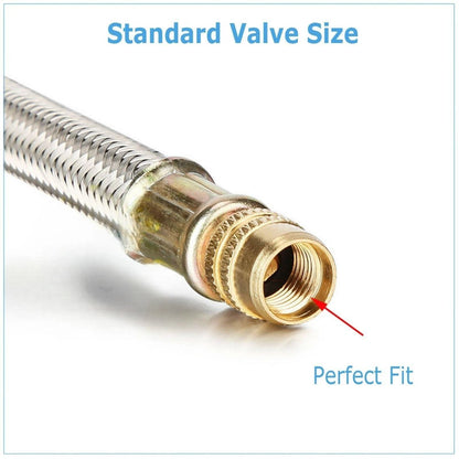 Stainless Braided Flexible Hose Car Tire Valve Inflatable Copper Joint Adapter