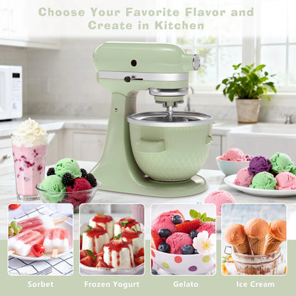 Ice Cream Maker Attachment for KitchenAid Stand Mixer, Light Green