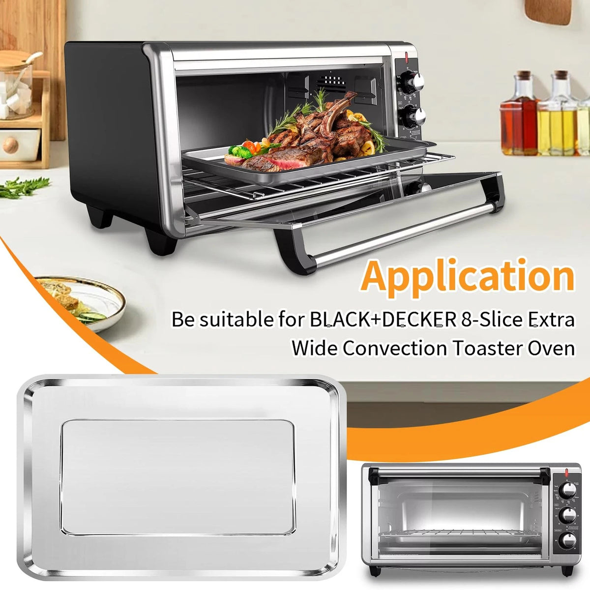GWBSXM Convection Toaster Oven Replacement Tray Parts 14.6 x 8.8 inch, Silver